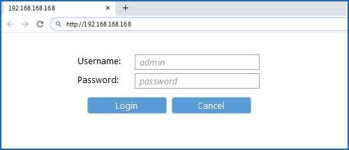 192.168.168.168 password is the default username